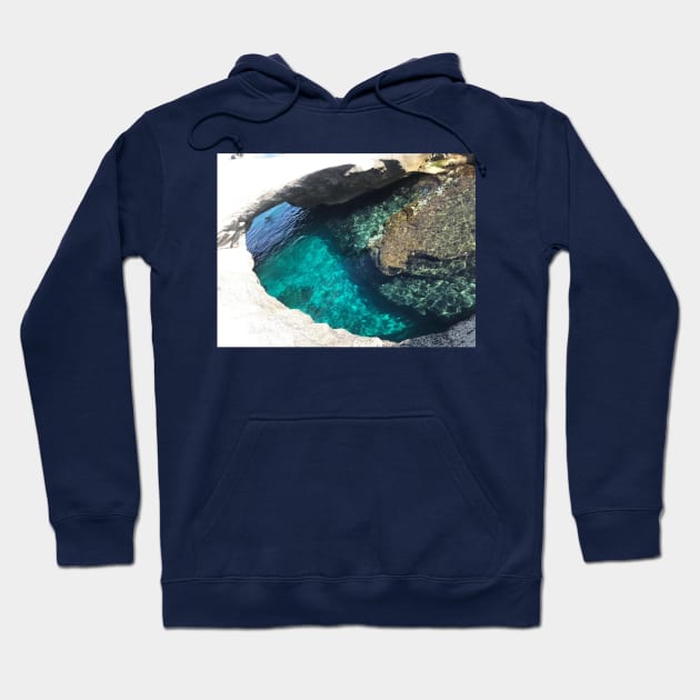 Turquoise Greece Beach Photography Hoodie by Unique Treats Designs